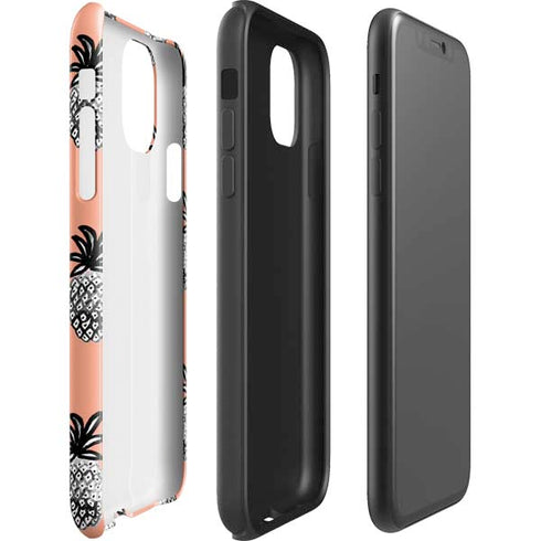 Bouffants and Broken Hearts Gray Scale Pineapple iPhone 11 Pro Max Impact Case