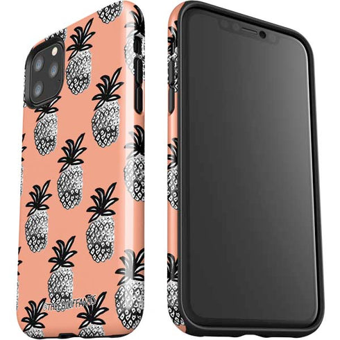 Bouffants and Broken Hearts Gray Scale Pineapple iPhone 11 Pro Max Impact Case