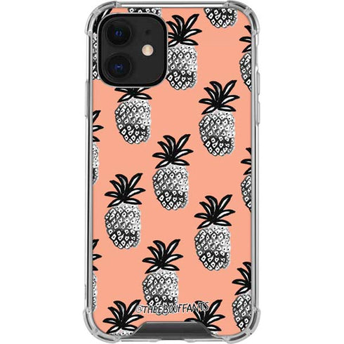 Bouffants and Broken Hearts Gray Scale Pineapple iPhone 12 Clear Case