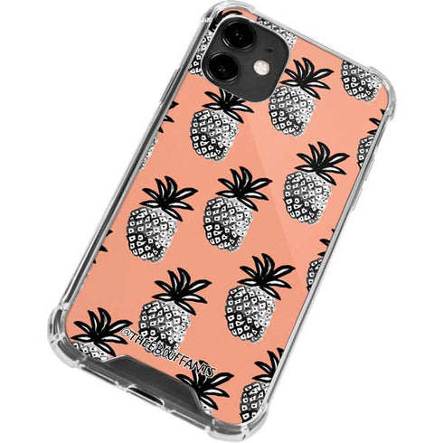 Bouffants and Broken Hearts Gray Scale Pineapple iPhone 12 Clear Case
