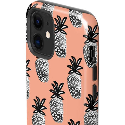 Bouffants and Broken Hearts Gray Scale Pineapple iPhone 12 Impact Case