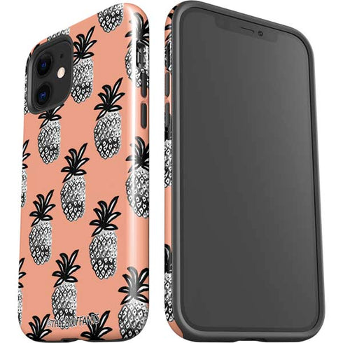 Bouffants and Broken Hearts Gray Scale Pineapple iPhone 12 Impact Case