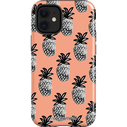 Bouffants and Broken Hearts Gray Scale Pineapple iPhone 12 Mini Impact Case