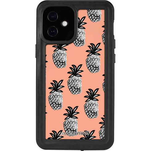 Bouffants and Broken Hearts Gray Scale Pineapple iPhone 12 Mini Waterproof Case