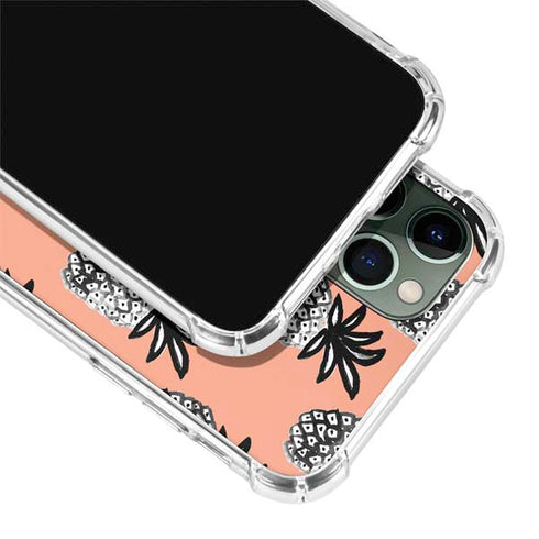 Bouffants and Broken Hearts Gray Scale Pineapple iPhone 12 Pro Clear Case