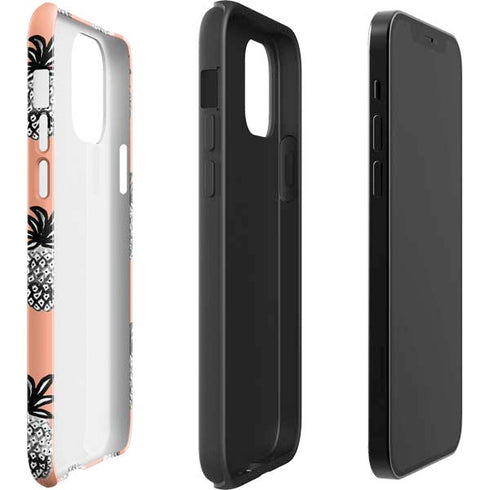 Bouffants and Broken Hearts Gray Scale Pineapple iPhone 12 Pro Impact Case