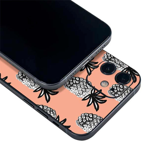 Bouffants and Broken Hearts Gray Scale Pineapple iPhone 12 Skin