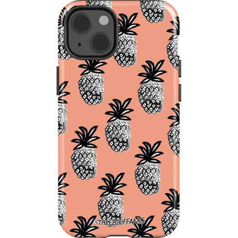 Bouffants and Broken Hearts Gray Scale Pineapple iPhone 13 Impact Case