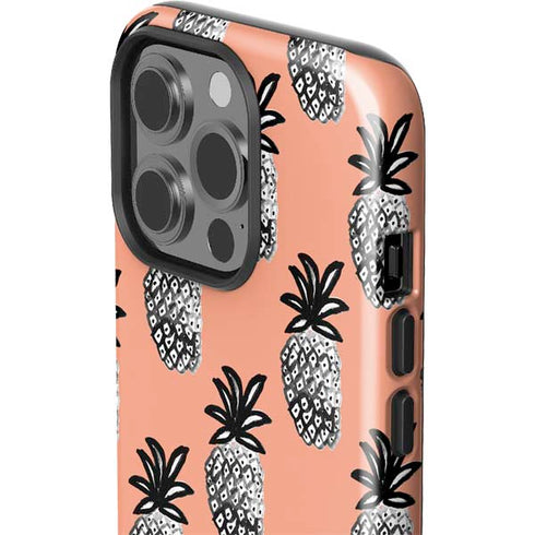 Bouffants and Broken Hearts Gray Scale Pineapple iPhone 13 Pro Impact Case