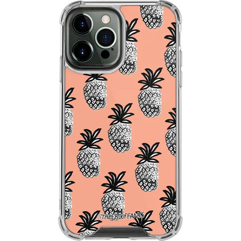 Bouffants and Broken Hearts Gray Scale Pineapple iPhone 13 Pro Max Clear Case