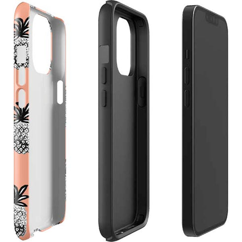 Bouffants and Broken Hearts Gray Scale Pineapple iPhone 13 Pro Max Impact Case