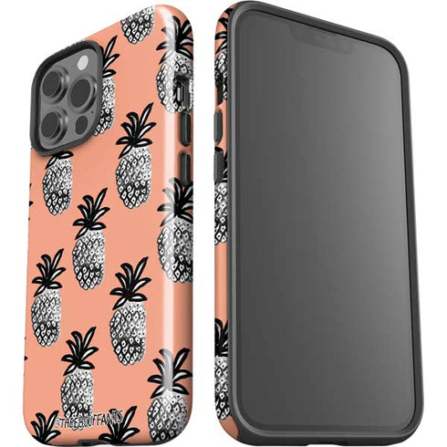 Bouffants and Broken Hearts Gray Scale Pineapple iPhone 13 Pro Max Impact Case