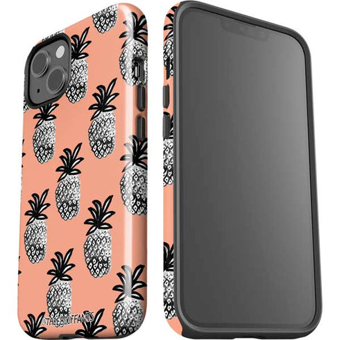 Bouffants and Broken Hearts Gray Scale Pineapple iPhone 15 Plus Impact Case