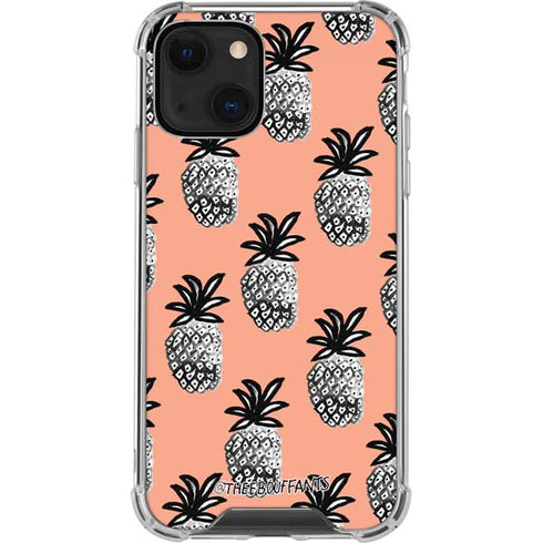 Bouffants and Broken Hearts Gray Scale Pineapple iPhone 14 Plus Clear Case