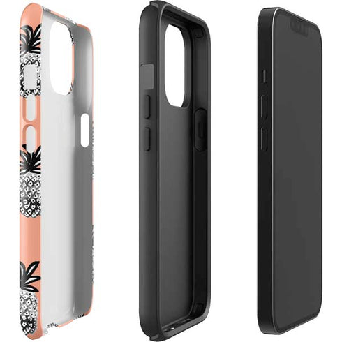Bouffants and Broken Hearts Gray Scale Pineapple iPhone 15 Impact Case