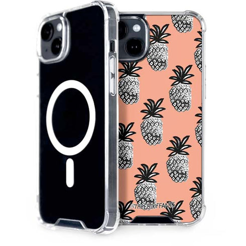 Bouffants and Broken Hearts Gray Scale Pineapple iPhone 15 Plus MagSafe Case