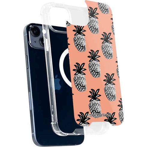 Bouffants and Broken Hearts Gray Scale Pineapple iPhone 14 Plus MagSafe Case