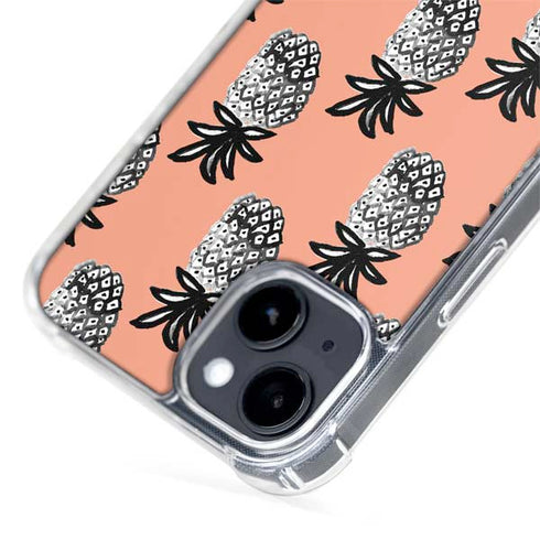 Bouffants and Broken Hearts Gray Scale Pineapple iPhone 15 Plus MagSafe Case