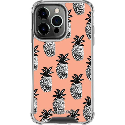 Bouffants and Broken Hearts Gray Scale Pineapple iPhone 15 Pro Clear Case
