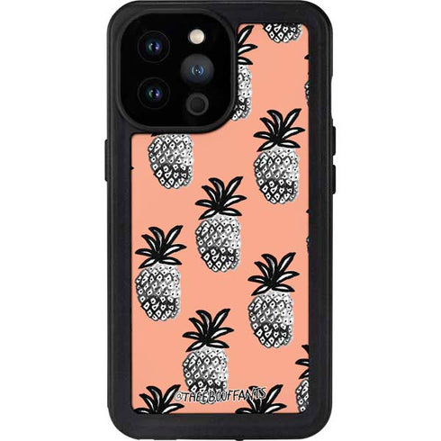 Bouffants and Broken Hearts Gray Scale Pineapple iPhone 14 Pro Max Waterproof Case