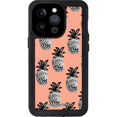 Bouffants and Broken Hearts Gray Scale Pineapple iPhone 14 Pro Waterproof Case