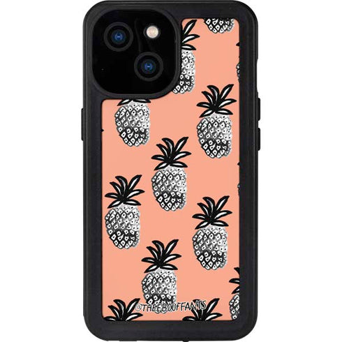 Bouffants and Broken Hearts Gray Scale Pineapple iPhone 15 Waterproof Case