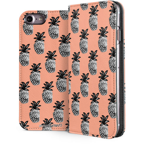 Bouffants and Broken Hearts Gray Scale Pineapple iPhone 7 Folio Case
