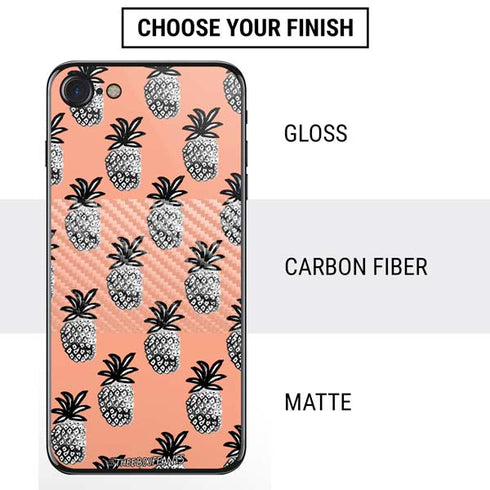 Bouffants and Broken Hearts Gray Scale Pineapple iPhone SE (2nd & 3rd Gen) Skin