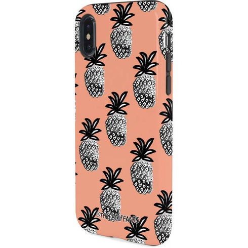 Bouffants and Broken Hearts Gray Scale Pineapple iPhone X Pro Case