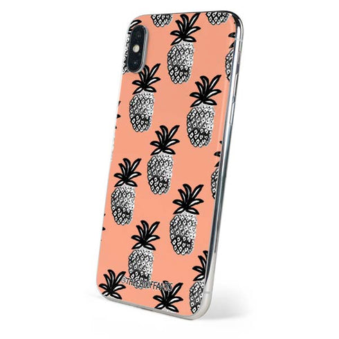 Bouffants and Broken Hearts Gray Scale Pineapple iPhone X Skin