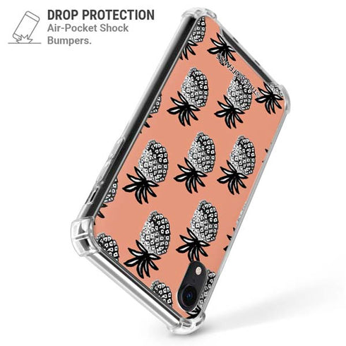 Bouffants and Broken Hearts Gray Scale Pineapple iPhone XR Clear Case