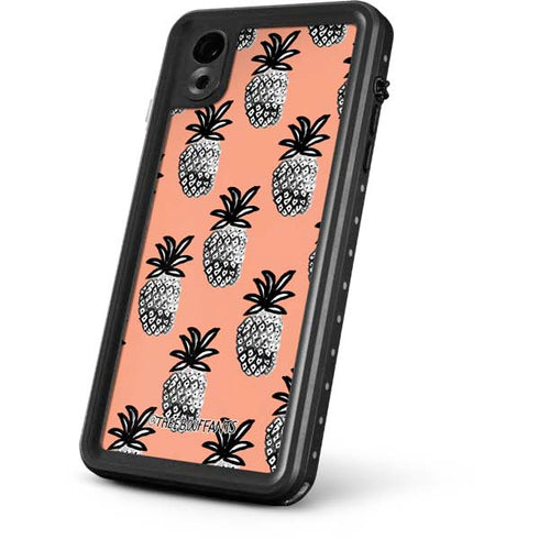 Bouffants and Broken Hearts Gray Scale Pineapple iPhone XR Waterproof Case