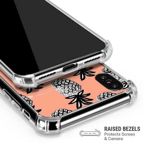 Bouffants and Broken Hearts Gray Scale Pineapple iPhone XS Max Clear Case