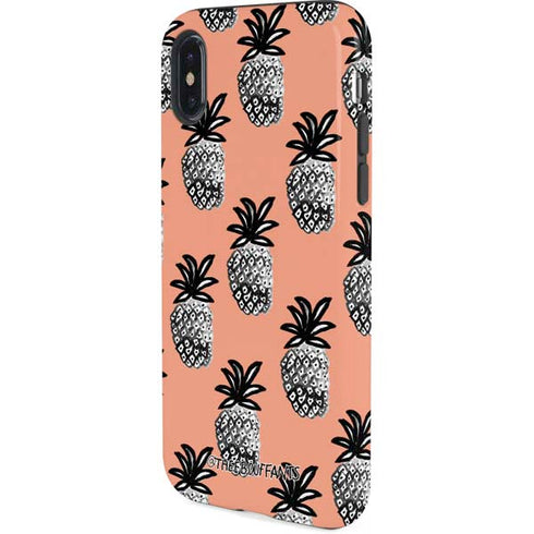 Bouffants and Broken Hearts Gray Scale Pineapple iPhone XS Pro Case