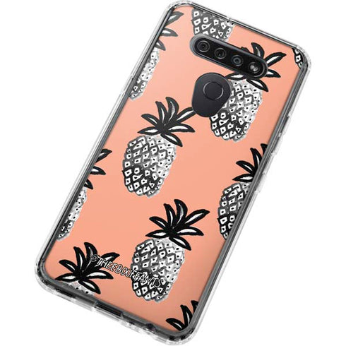 Bouffants and Broken Hearts Gray Scale Pineapple LG K51/Q51 Clear Case