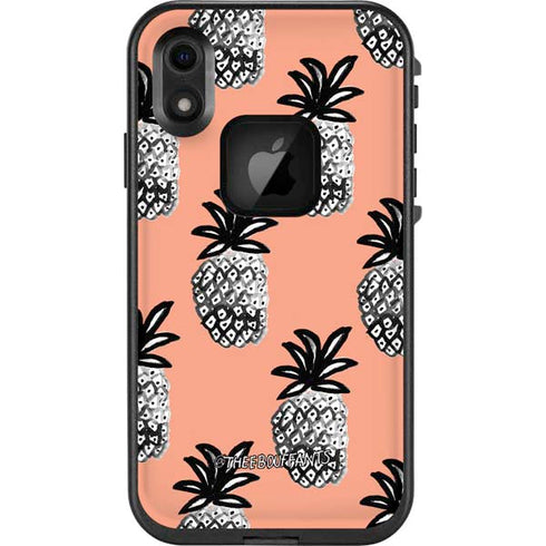 Bouffants and Broken Hearts Gray Scale Pineapple LifeProof Fre iPhone Skin