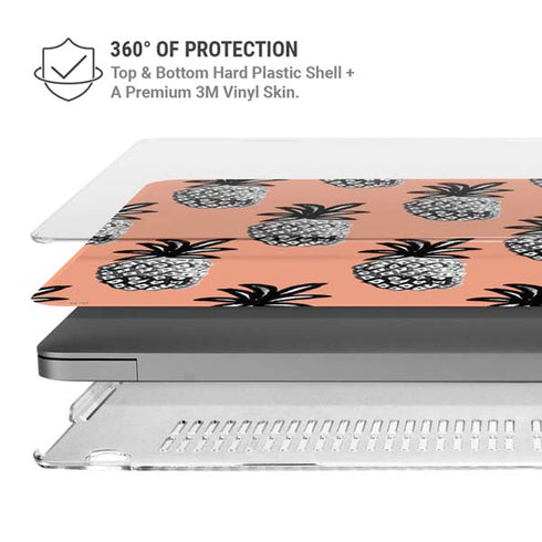 Bouffants and Broken Hearts Gray Scale Pineapple MacBook Pro 16in (2021-25) Case plus Skin