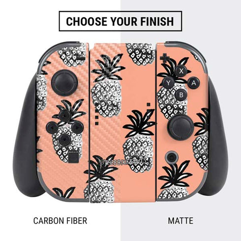 Bouffants and Broken Hearts Gray Scale Pineapple Nintendo Switch Bundle Skin