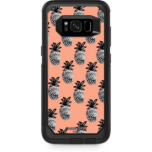 Bouffants and Broken Hearts Gray Scale Pineapple Otterbox Commuter Galaxy Skin