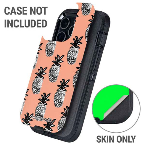 Bouffants and Broken Hearts Gray Scale Pineapple Otterbox Defender iPhone Skin
