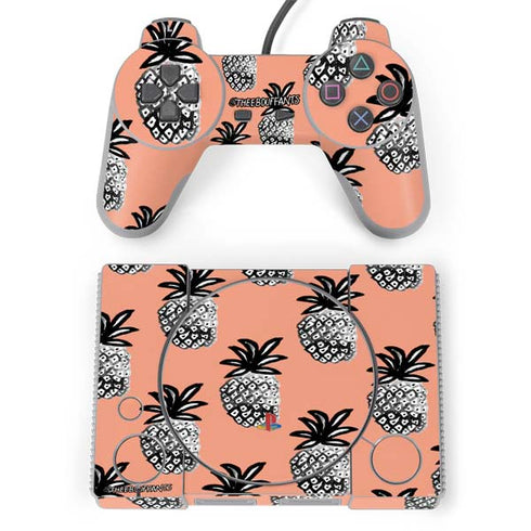 Bouffants and Broken Hearts Gray Scale Pineapple PlayStation Classic Bundle Skin