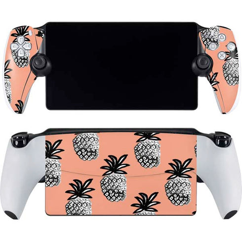 Bouffants and Broken Hearts Gray Scale Pineapple PlayStation Portal Remote Player Skin