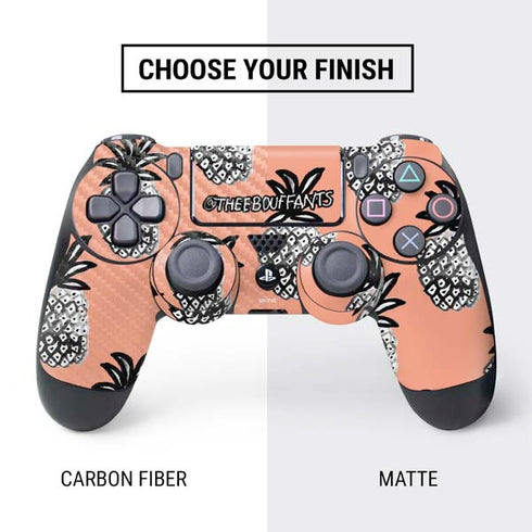 Bouffants and Broken Hearts Gray Scale Pineapple PS4 Controller Skin