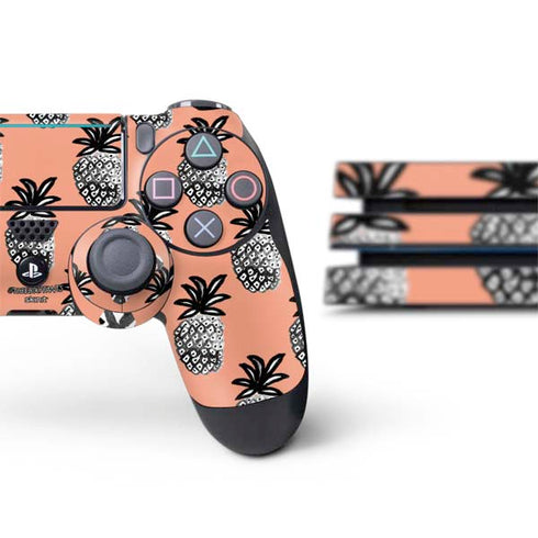 Bouffants and Broken Hearts Gray Scale Pineapple PS4 Pro Bundle Skin