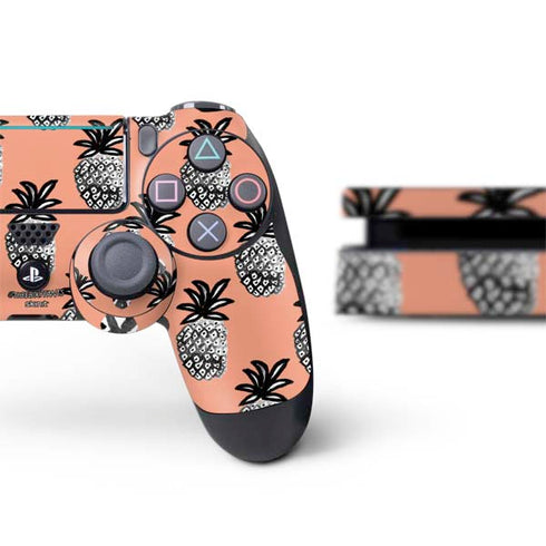 Bouffants and Broken Hearts Gray Scale Pineapple PS4 Slim Bundle Skin