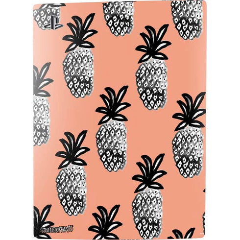 Bouffants and Broken Hearts Gray Scale Pineapple PS5 Console Skin