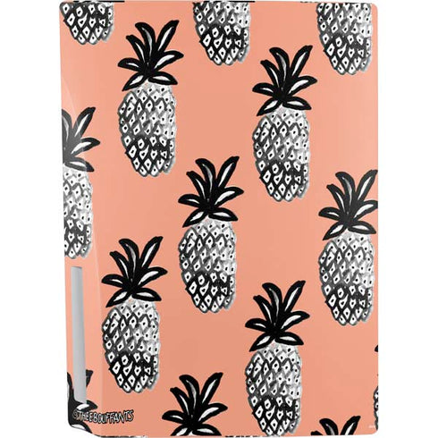 Bouffants and Broken Hearts Gray Scale Pineapple PS5 Console Skin