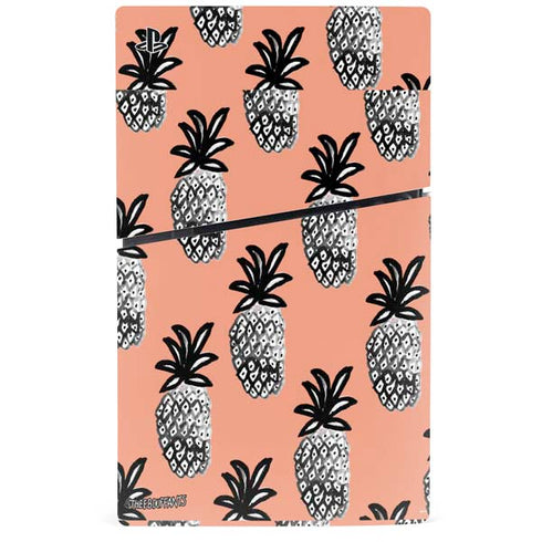 Bouffants and Broken Hearts Gray Scale Pineapple PS5 Slim Digital Edition Bundle Skin