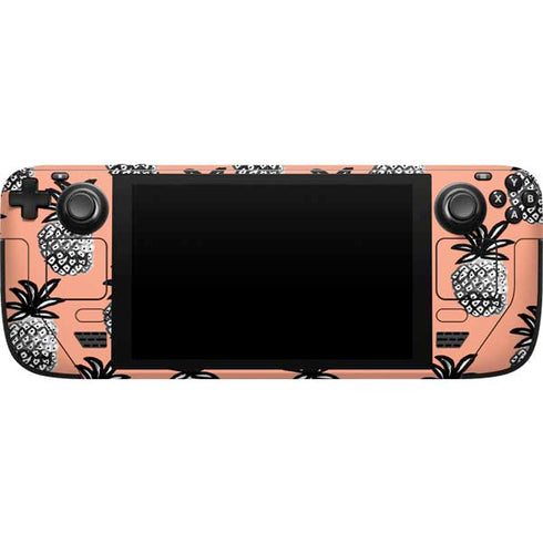 Bouffants and Broken Hearts Gray Scale Pineapple Steam Deck Handheld Gaming Computer Skin