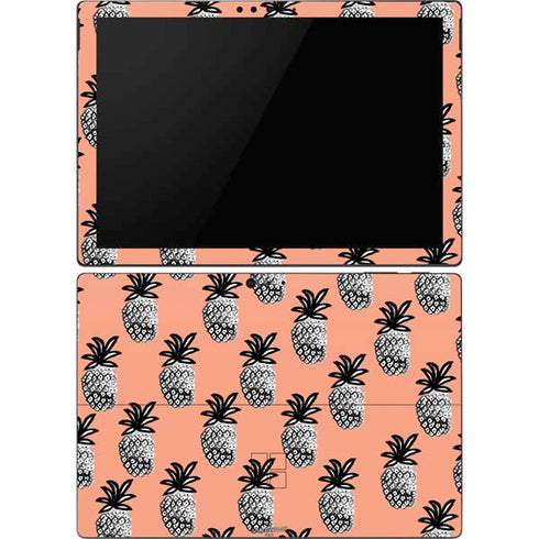 Bouffants and Broken Hearts Gray Scale Pineapple Surface Pro 6 Skin